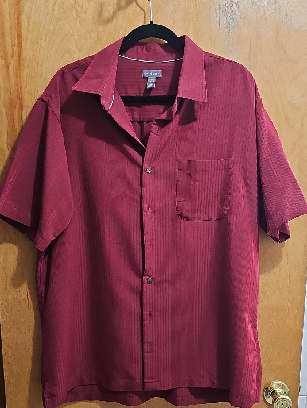 Van Heusen Men's Short Sleeve Button-Down Shirt - Maroon